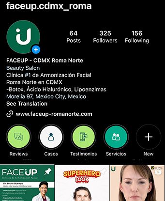 FACEUP CDMX Roma Norte Instagram